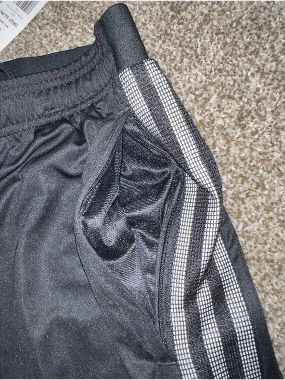 adidas Men’s Black Joggers with White Side Stripes Size: Small
